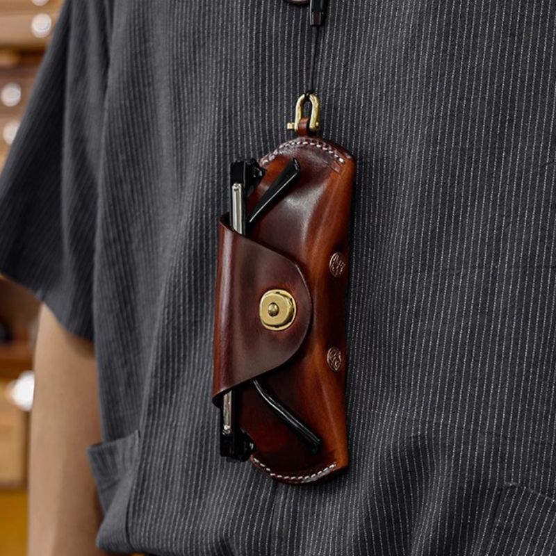 Genuine Leather Drop-resistant Men's Sunglasses Box Portable Oil Wax Skin Sunglasses Compression-resistant High-end Fashion Glasses Protective Cover Genuine Leather Drop-resistant Men's Sunglasses Box Portable Oil Wax Skin Sunglasses Compression-resistant High-end Fashion Glasses Protective Cover