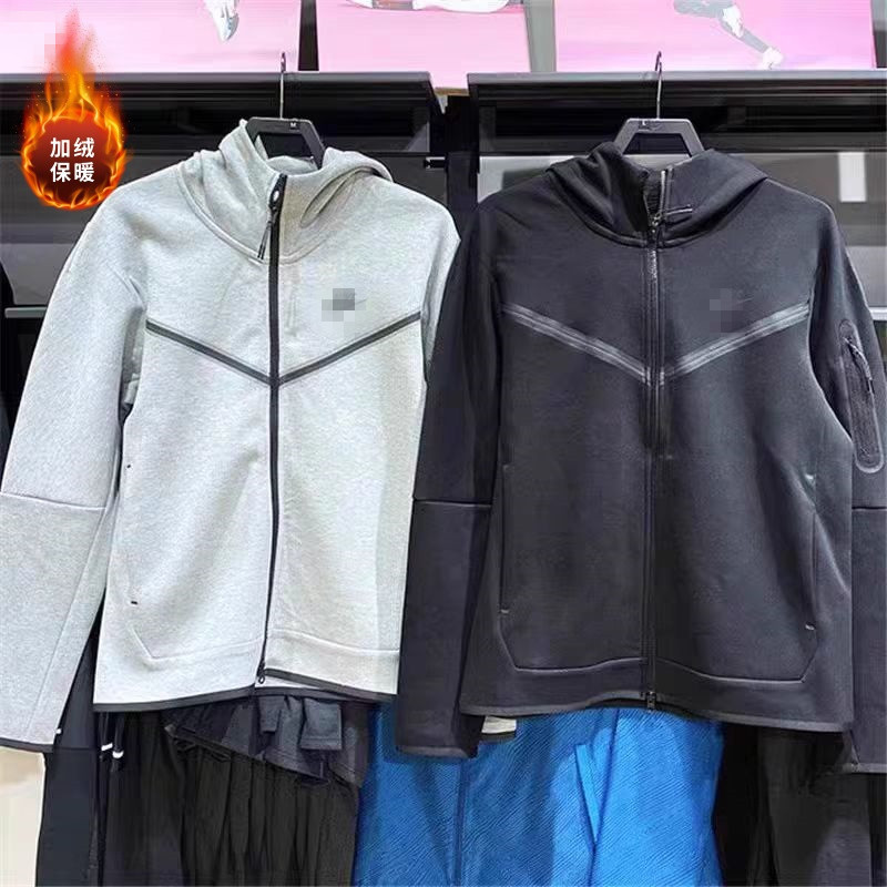 Windrunner Autumn and Winter Fleece-Lined Hooded Sweatshirt for Men and Women, Fashionable Sports Casual Zip-Up Jacket, Warm Outerwear