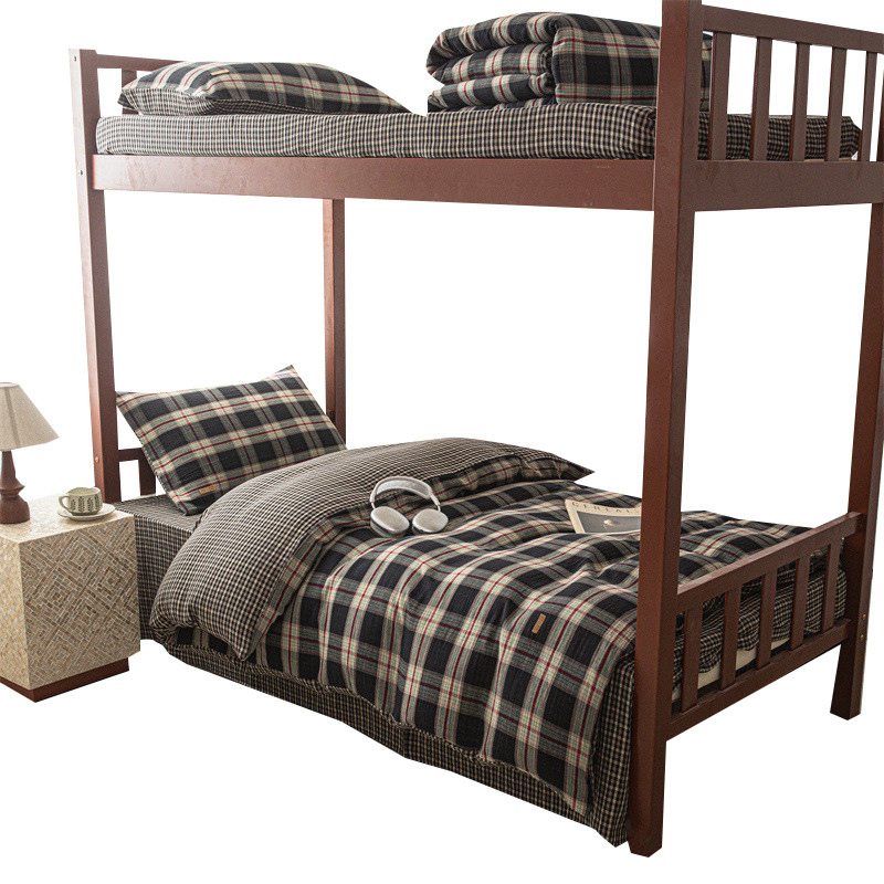 Cama de algodón lavada de cuatro piezas de algodón puro tipo A nuevo estilo dormitorio de estudiantes sábana cubierta edredón juego de tres piezas