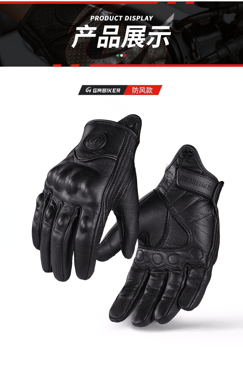 Motorcycle Sheepskin Gloves Retro Biker Riding Half Finger Four Seasons Summer Windproof Breathable Drop Protection