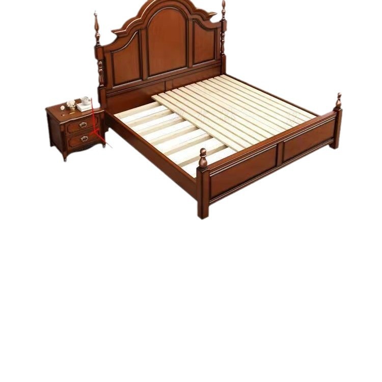 Luz de lujo americano cama de madera sólida 1.8m cama doble cama principal cama de matrimonio europea 1.5m caja de altura cama de almacenamiento dormitorio doméstico