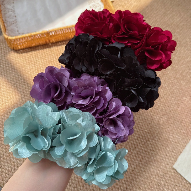 Vintage stijl wijnrode bloem haarclip elegante boho haarspeld_voghion.com