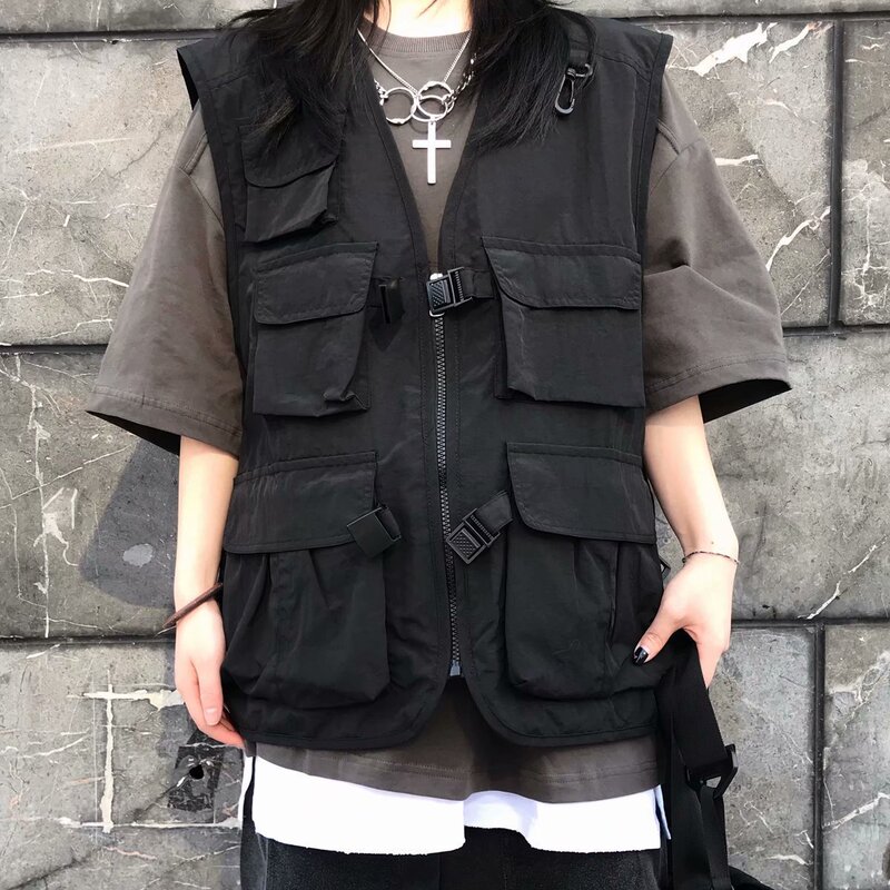 Men's Vest New 2020 Summer Hong Kong Style Loose Casual Men's Fashionable Large Size Vest Vest Vest Overalls
