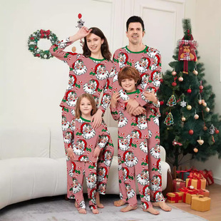Cross-border Santa Claus Head Print Parin-Child Clothing Adult Children Baby Home Decoration Holiday Party Home Clothes Pajamas