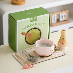 跨境抹茶工具套装七件套打抹陶瓷抹茶碗茶筅茶道配件花朵形沙拉碗