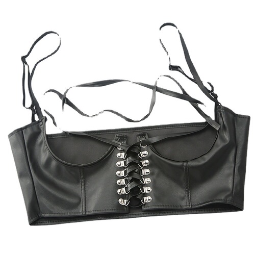 French European and American street dark girl wrap chest corset with fishbone steel ring inside to slim waist and suspender belt