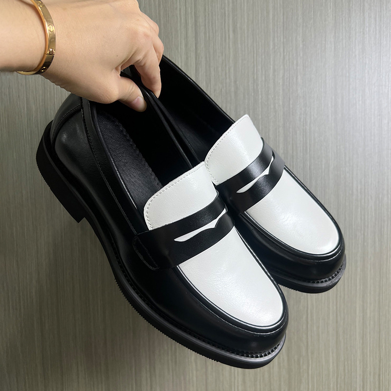 Herren Glattleder Slipper Modische Color-block Freizeitschuhe_voghion.com