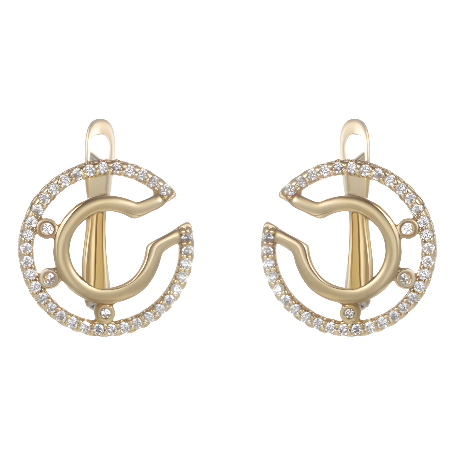 Joyería Xuping aleación de cobre chapado 14K oro zircon pendientes de diseño femenino pendientes de estilo nicho pendientes
