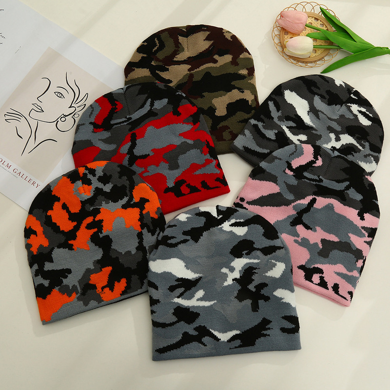 Camouflage Jacquard Knitted Hat Autumn and Winter Warm Outdoor Pullover Cap Men's and Women's Wool Hat Breathable Ear Protection Hat Camouflage Jacquard Knitted Hat Autumn and Winter Warm Outdoor Pullover Cap Men's and Women's Wool Hat Breathable Ear Protection Hat