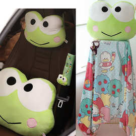 卡通大眼蛙青蛙靠垫抱枕毯午睡办公室沙发汽车用被子两用睡觉女生