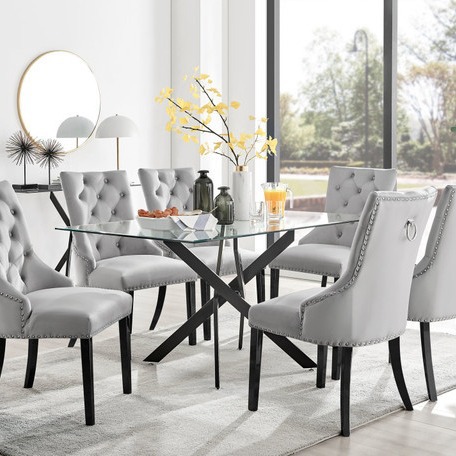 Juego de Mesa de Comedor de Vidrio Templado para Comedor