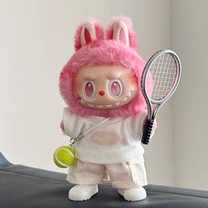 ラブブベビー服 POPMART スポーツテニススーツ 1、2、3 世代ペンダント ピンク ホワイト Tシャツ ラブブ服|undefined