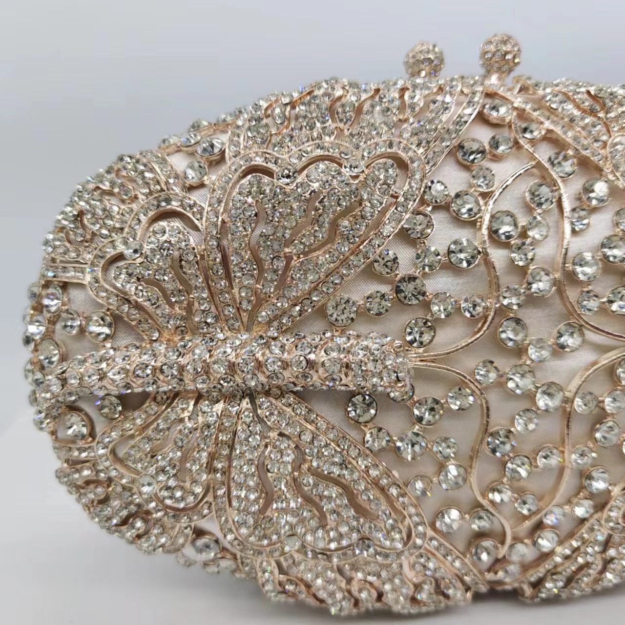 Túi clutch nữ đính kim cương hình bướm dự tiệc cao cấp — Màu vàng, Vàng hồng, Cá tính đặt làm chi tiết 3