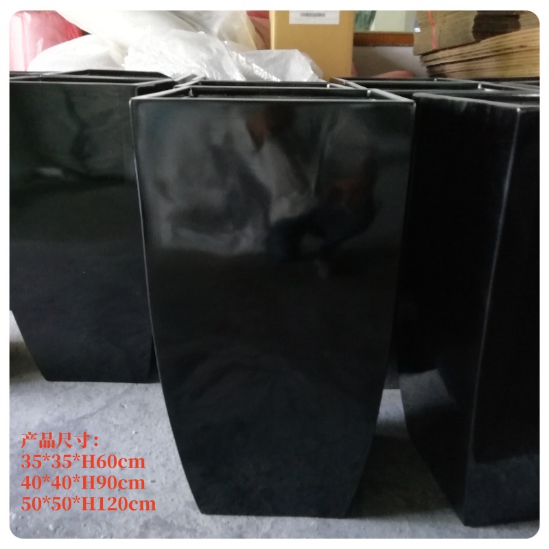 Interior y exterior FRP cuadrado vasijas de fibra de vidrio vasijas de fibra de vidrio vasijas de fibra de vidrio vasijas de flores comerciales