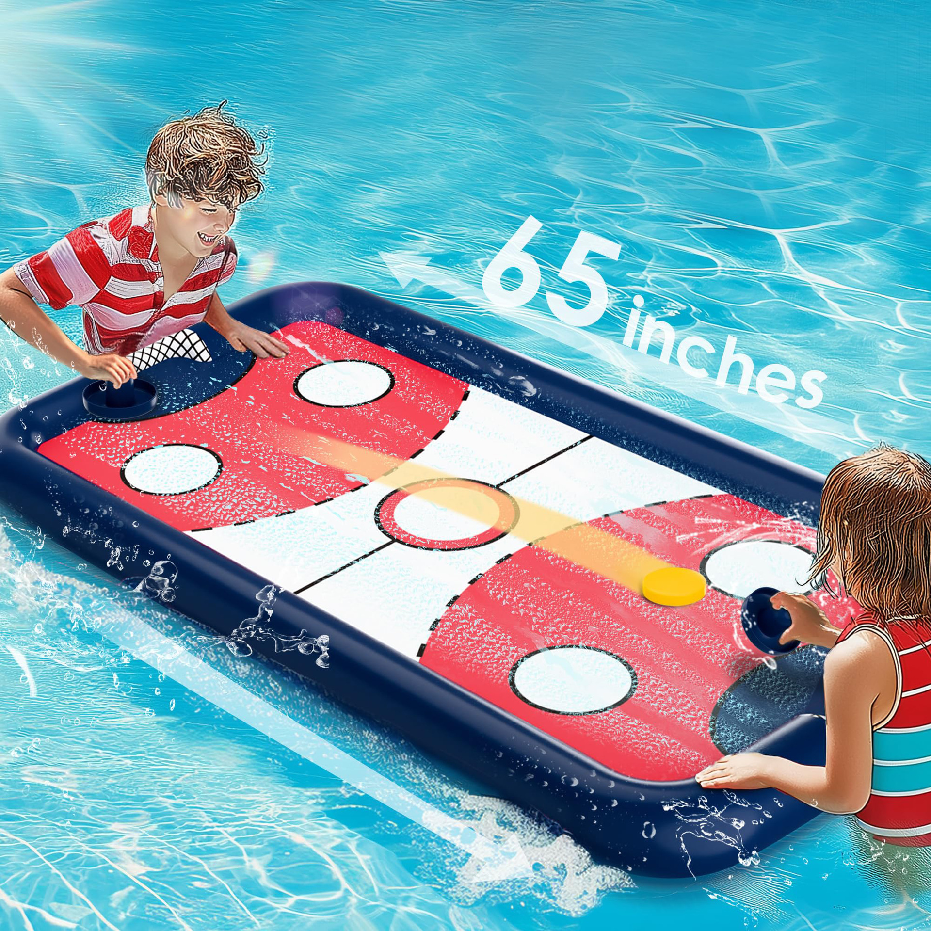 Cross-Border New Inflatable Hockey Game Table Children's Hockey Pool Game Toy Inflatable Nine-Square Grid Ring