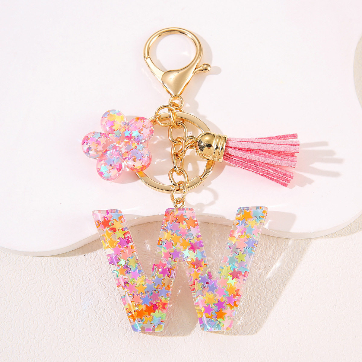 Un nuevo llavero flor de goteo de goma esquinilla 26 letras bolsos colgante llavero accesorios Yiwu