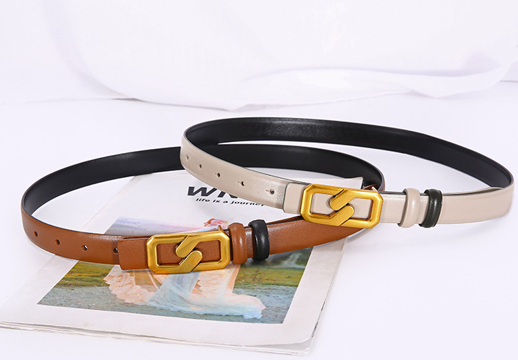 Nový opasek Ins Style Dámský kožený opasek Oboustranný použitelný hovězí kožený opasek Lehký luxusní kožený opasek Niche pro ženy_voghion.com