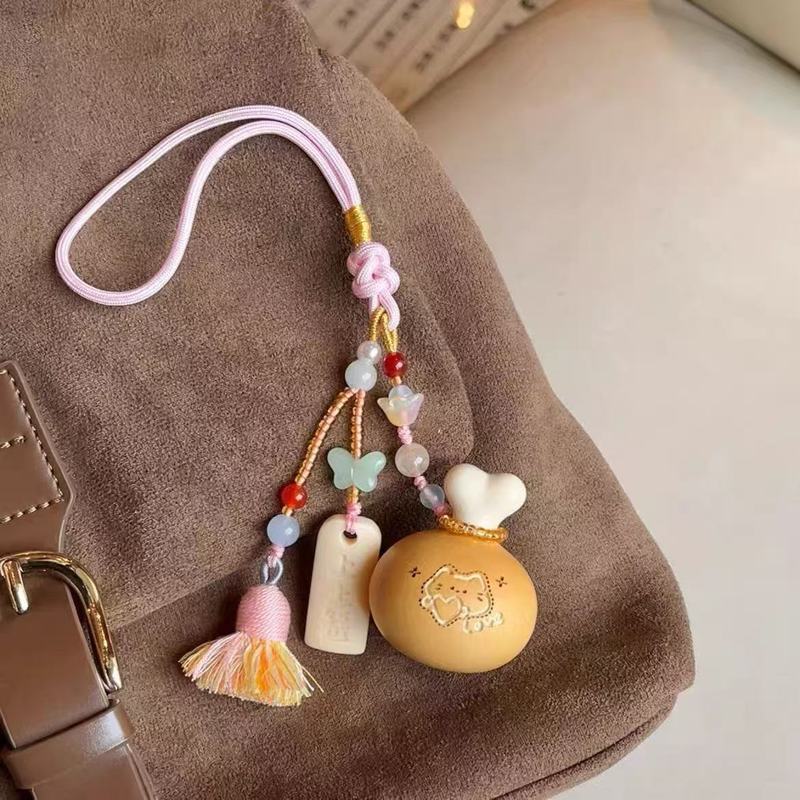 手工编织可爱鸡腿猫咪葫芦挂件新中式手捻福禄好运上上签包包挂饰|undefined