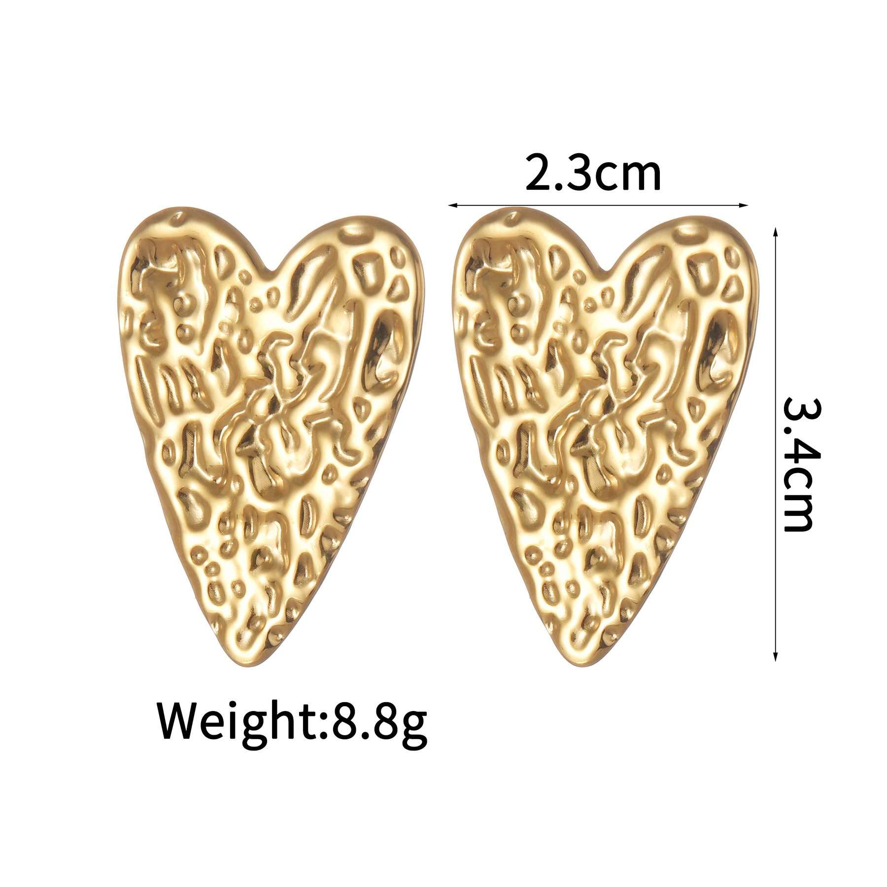 9g Weight PVD Coated Gold Plating Process 201 Stainless Steel Ear Needle Material 18K Real Gold Plated Plating Material Stone-Free Inlay Material Drop Earrings, Ear Studs Classification 1 Pair Quantity Daily Occasion 201 Stainless Steel Material Heart Shape Pattern Women's Gender Retro, IG Style Style Mixed Metal, Plating Craft 1 Pair IG Style Retro Heart Shape Mixed Metal Plating 304 Stainless Steel Drop Earrings Ear Studs 8
