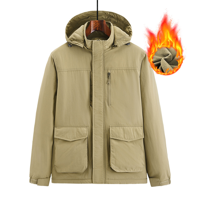 Chaqueta de otoño y invierno para hombres secos rápidos para hombres bolsillos de algodón grueso a prueba de viento impermeable tendencia de trabajo casual chaqueta superior
