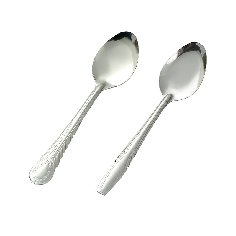 Cuchara y Tenedor de Mesa de Acero Inoxidable con Mango Largo para Hogar y Comedor