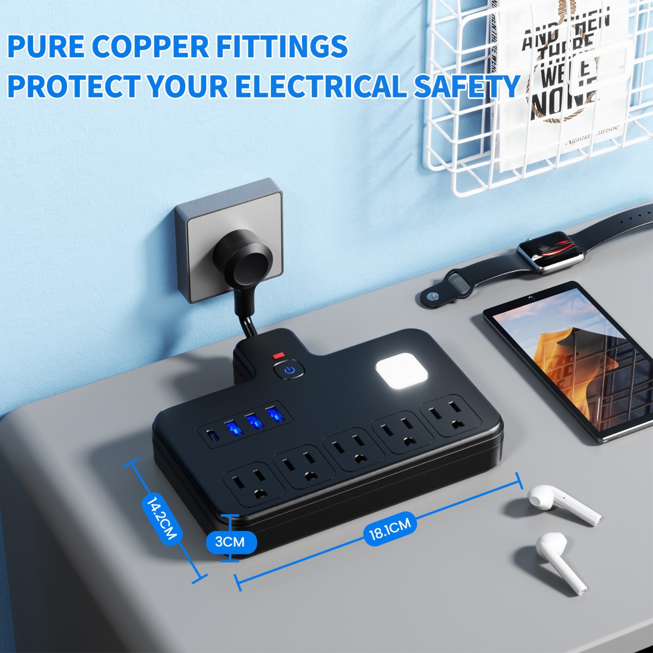 Fuente transfronteriza fabricantes de convertidores estándar estadounidenses enchufes LED usb + tipo-c enchufes de conversión de rejilla eléctrica