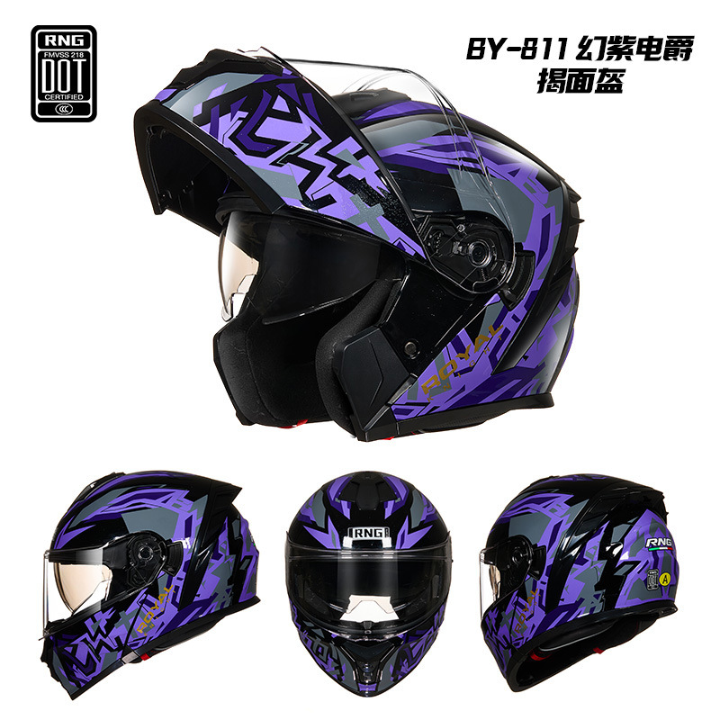 Casco de invierno de doble espejo RNG para hombres y mujeres, casco eléctrico medio completo, casco de cola grande, casco de motocicleta bluetooth de cuatro estaciones