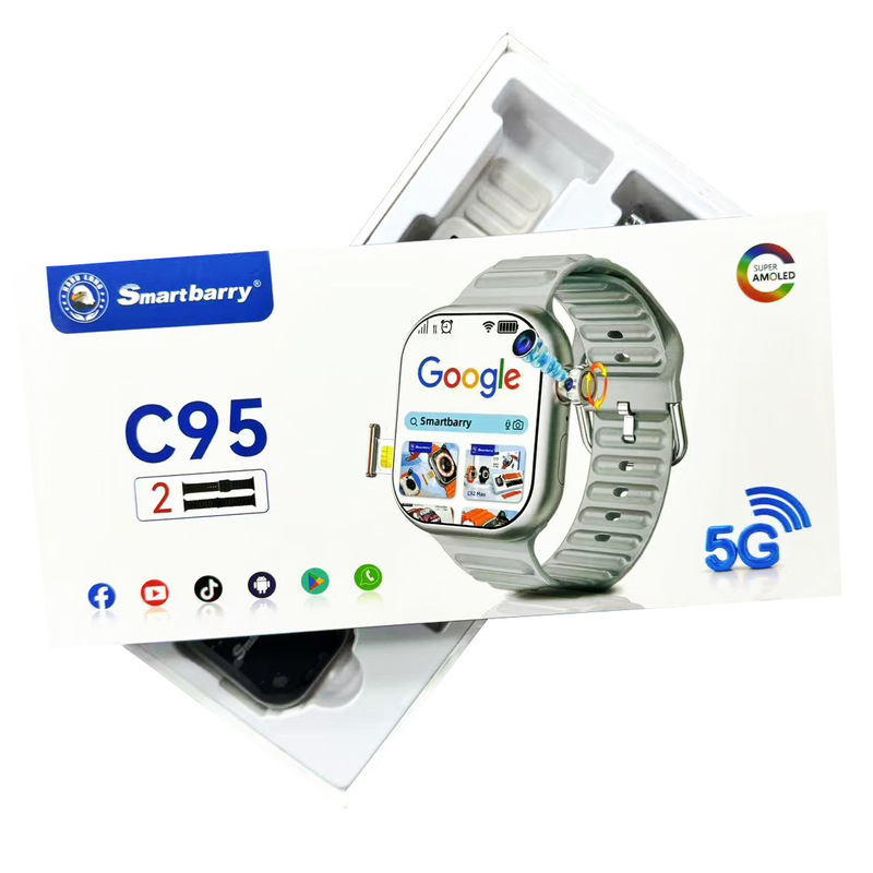 Cross-Border Android System C95 Smart Watch with 5g Sim Card, Full Network Connectivity, Built-In Google Applications + 190-Degree Camera