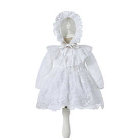 1151春秋长袖婴儿公主裙宝宝满月百日周岁连衣裙婚纱珠片蕾丝裙子