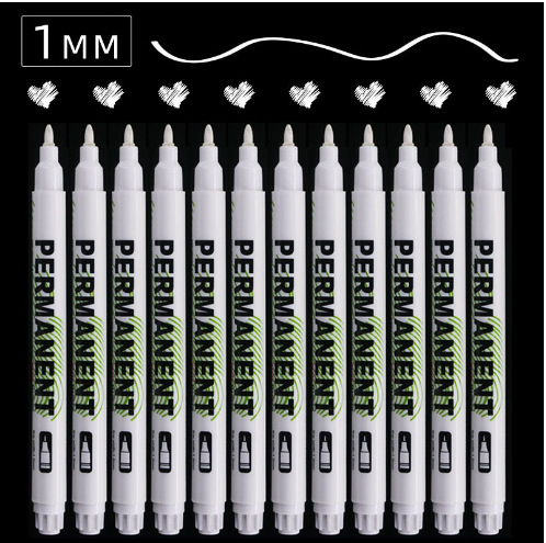 Pluma de marcado blanco impermeable arte de alto brillo pluma de secado rápido pintura a base de agua cepillo borrable nuevo 1MM pluma de marcado al por mayor