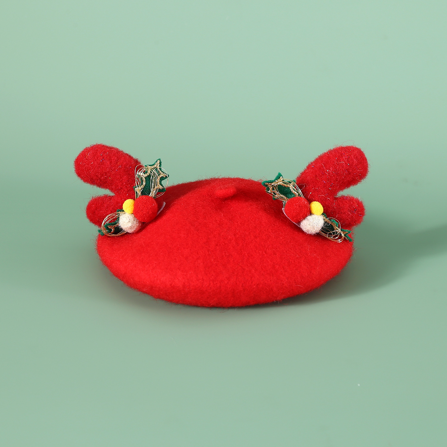 2024 Año Nuevo Navidad lana gorra Beet cuerno de ciervo mascota gato perro tocado de seda de cinco puntas buzo bib