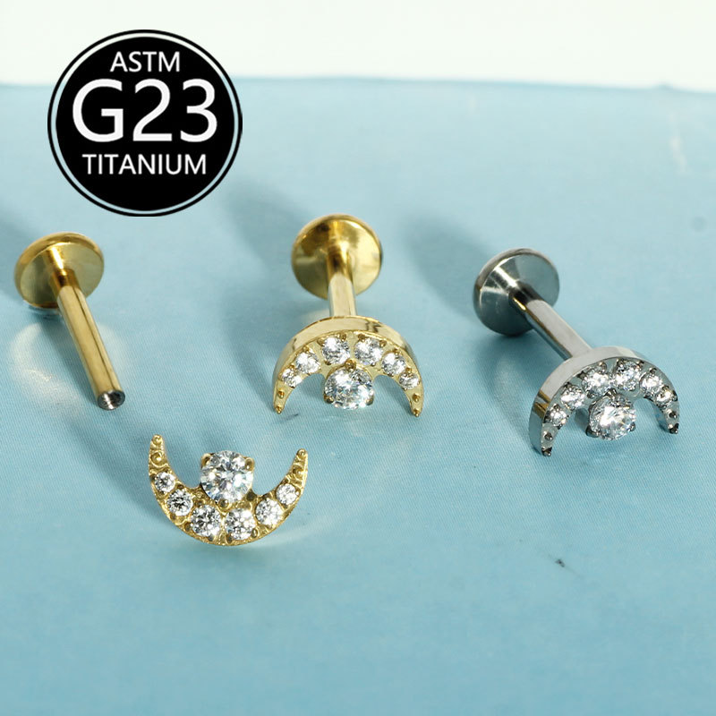 16G labret stud size and finish detail
