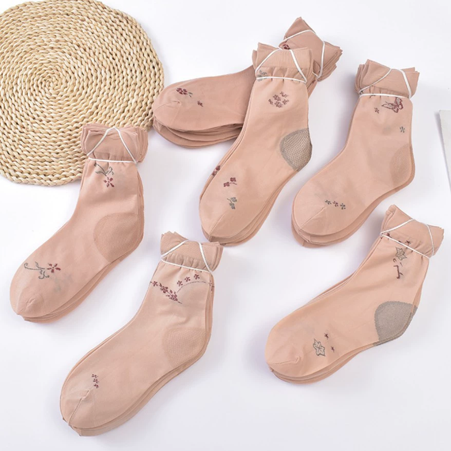 Утолщенные чулки на весну и осень на каблуках, женские короткие жаккардовые носки, бархатные женские носки среднего и пожилого возраста, утолщенные короткие чулки.