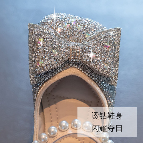 Girls Princess Shoes  Spring and Autumn New Children's Leather Shoes Crystal Shoes Baby Single Shoes Little Girls Performance Shoes on behalf of