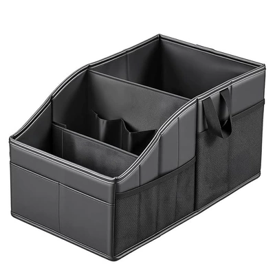 Car Trunk Layered Storage Box, Multi-Functional Multi-Compartment Storage Box, Waterproof, Wear-Resistant, Foldable Storage Organizer (Car storage bag/box) - black