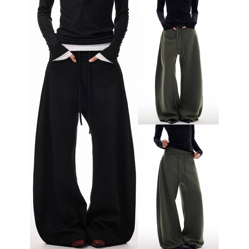 American-style curved-leg women's 2026 new loose-fit jazz dance banana wide-leg long pants, casual sweatpants with a stylish design