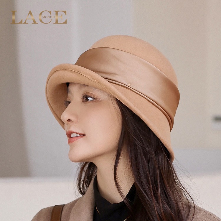 Felt hat women's autumn and winter wool new black hat retro fashion Joker fisherman hat woolen basin hat wholesale
