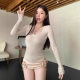 Pure Lace Base Shirt Women's Autumn and Winter 2024 New White Chic Inner Short Long Sleeve T-Shirt Tea Top