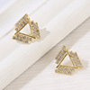 925 Silver needle Europe and America Simplicity Geometry triangle Rhinestone Earrings fashion Earrings Cold temperament Earrings