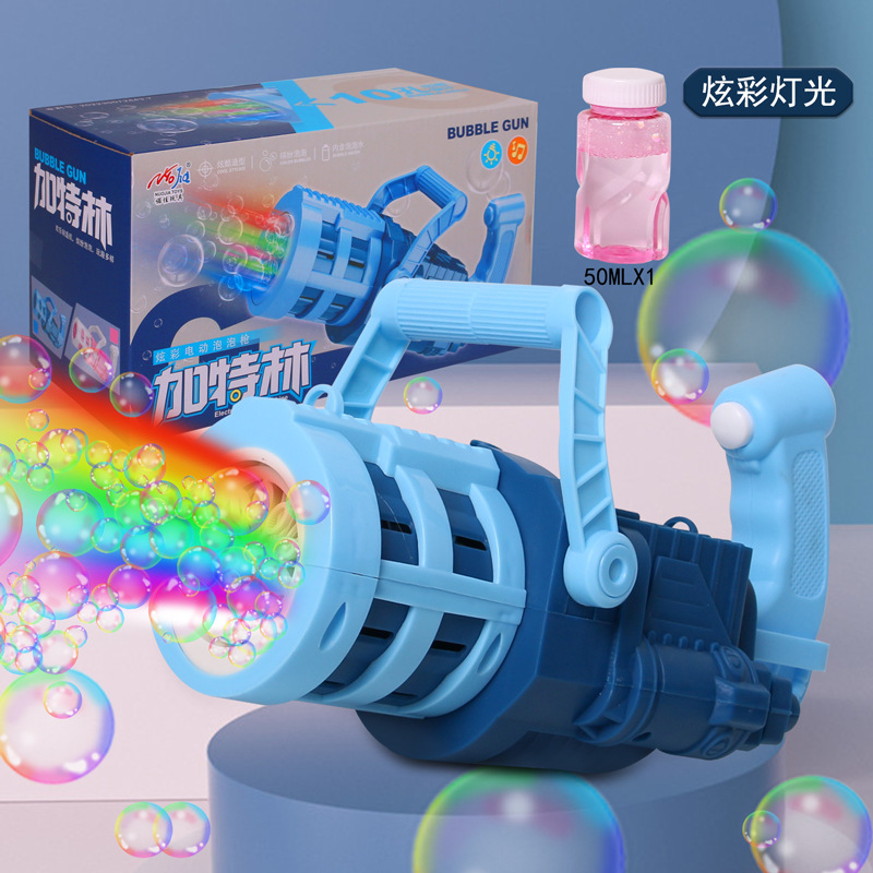 Automático Gatling espacio astronauta máquina de burbujas al aire libre de mano burbuja soplando pistola eléctrica juguetes para niños al por mayor