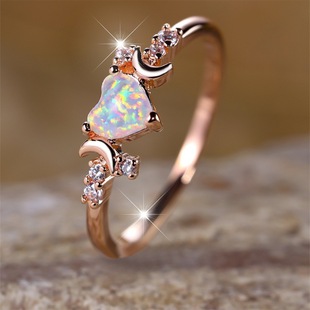 Cross-border wish new love Bai Aobao two sides of the moon three claw ring simple personality niche light luxury ring