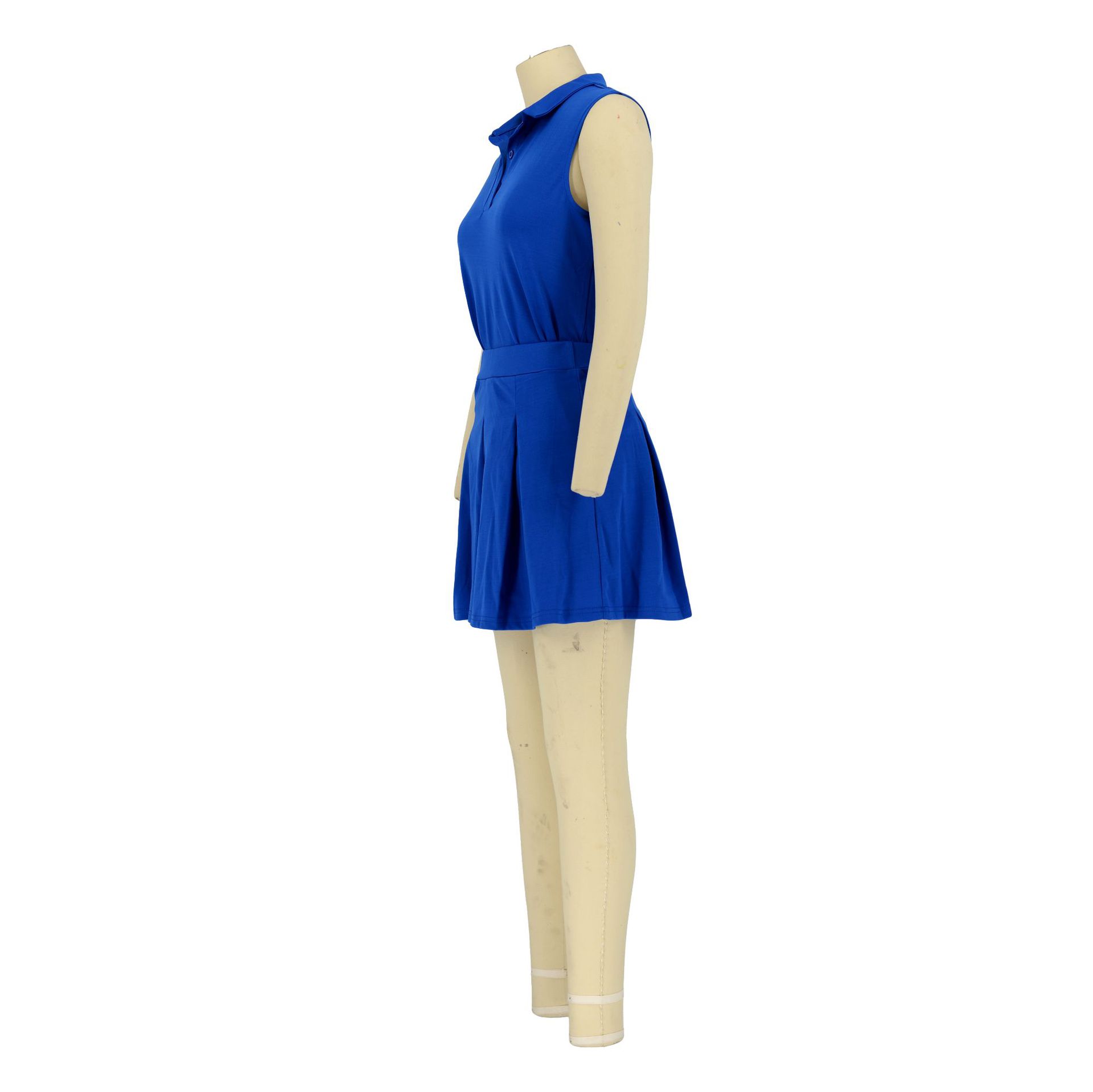 Women Clothing Short Skirt Two Piece Sleeveless Vest Suit Summer Polo Shirt