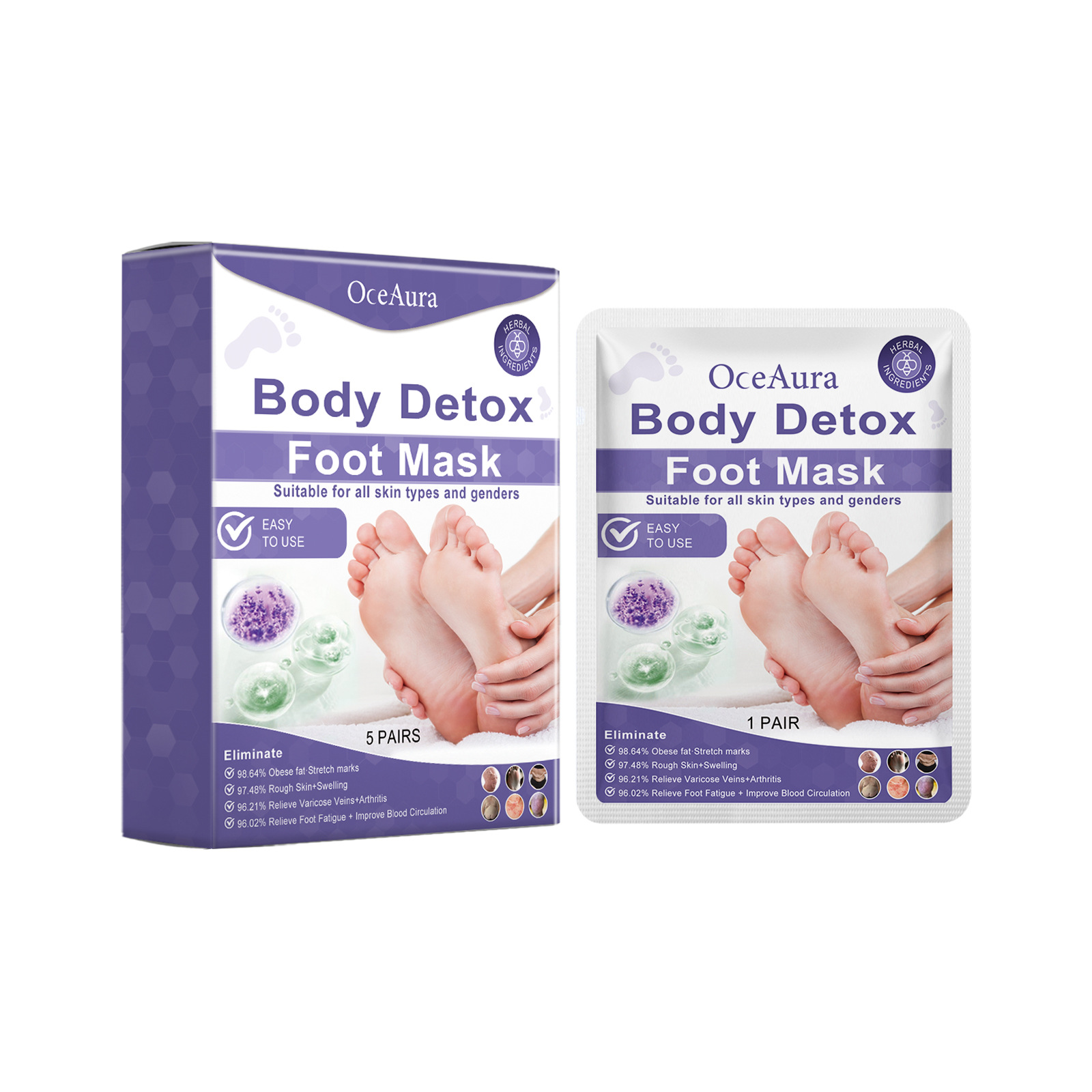 OCEAURA Fußmaskenbox, lindert Fußbeschwerden, reinigt sanft, verbessert die angenehme Figur, strafft und befeuchtet die Haut_voghion.com