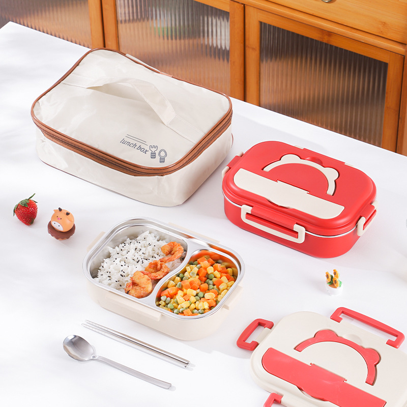 Caja de almuerzo de oficina de acero inoxidable 304 puede dividir la caja de almuerzo de microondas aislamiento de la olla de almuerzo de gran capacidad de la caja de almuerzo de estudiantes