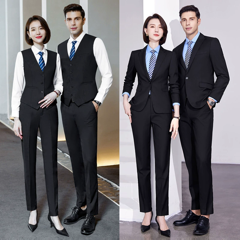 Профессиональный пиджак Женский черный костюм Гражданский служащий Банковская рабочая одежда Деловое платье для интервью с темпераментом