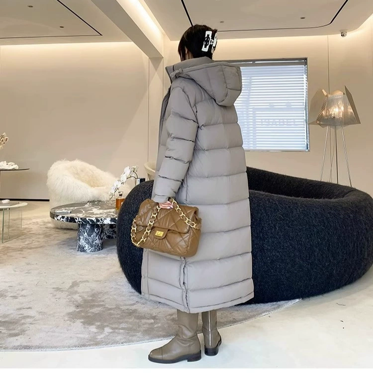 Элитный пуховик из гусиного пуха, морозостойкий, удлиненный, для женщин, новинка зимы 2025, унисекс, очень длинное утолщенное свободное приталенное пальто.