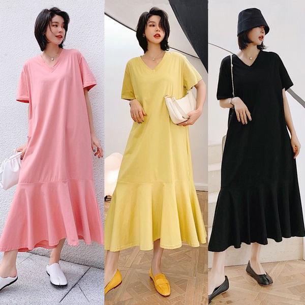 chubby girl plus size women's 200kg -300kg 2024 summer new loose slim 240kg short sleeve lining