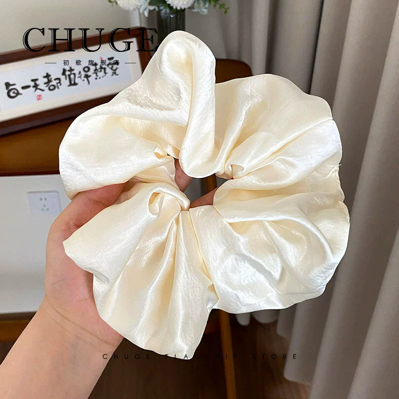 缎面光泽感大号发圈女低马尾皮筋法式简约高级大肠圈耐用头绳配饰|undefined