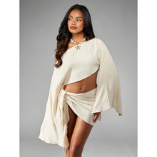 O 30295 Slant neck off shoulder skirt set б��¶������ȹ��
