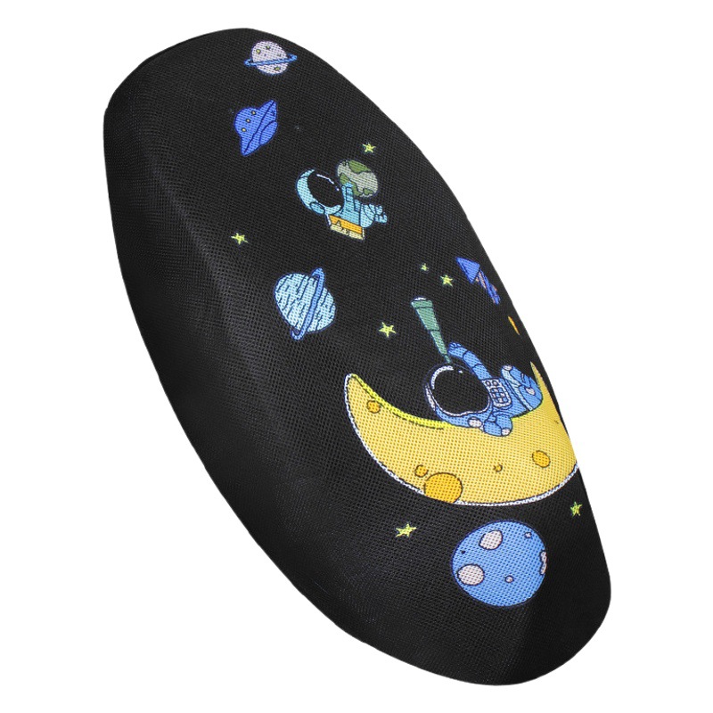 Cubierta de cojín de motocicleta de dibujos animados coche eléctrico todo incluido cojín tridimensional cubierta de aislamiento de malla cubierta de cojín de coche de batería de cuatro estaciones